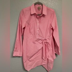 Asymmetrical pink and white shirt
